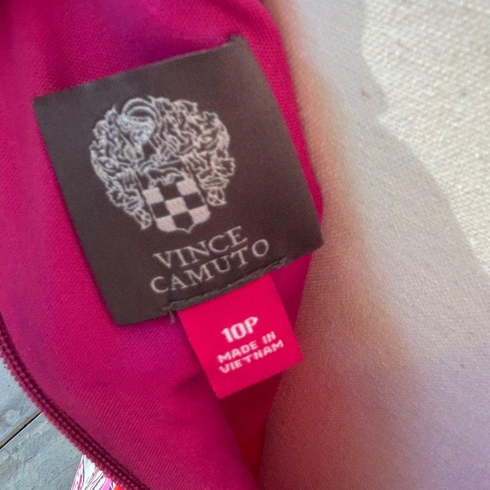 Vince Camuto Pink Multi-Print V-Neck Fit & Flare Mini Dress - Picture 5 of 6